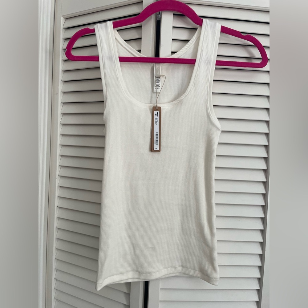 Skims Ribbed Long Tank Marble Medium